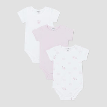 Набір дитячих боді-футболок 3 шт для дівчинки OVS 1594989 92-98 см Рожевий/Білий (8056608952212)