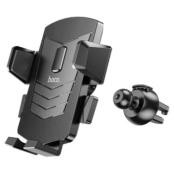 Тримач для телефону в машину на повітропровід HOCO David one-button air outlet car holder. Black