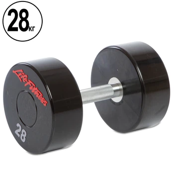Гантель цільна професійна LIFE FITNESS (1шт) Pro 28кг (поліуретанове покриття, вага 28кг) (SC-80081-28)