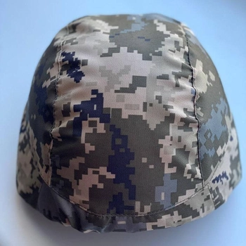 Кавер на каску M-KET Пиксель ВСУ военный универсальный чехол на шлем PASGT для сухопутных войск с затяжкой и фиксатором