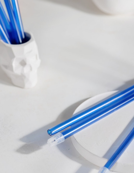 Слиновідсмоктувачі одноразові стоматологічні зі з'ємним ковпачком AMPri 150х8мм сині 100 шт