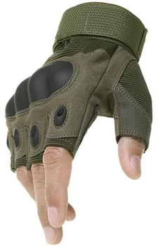 Тактические перчатки без пальцев Армейские беспалые военные тактические перчатки Размер L Зеленые (Олива)