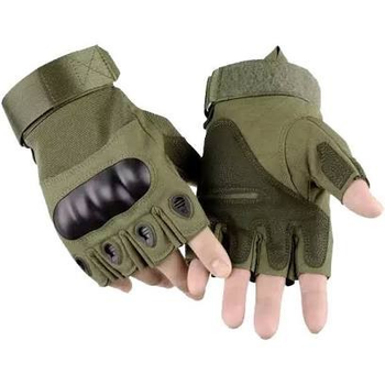 Тактичні рукавички без пальців Армійські безпалі військові тактичні рукавички Розмір XL Зелені (Олива)