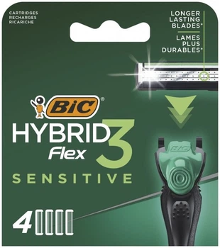 Сменные картриджи для бритья мужские BIC Flex 3 Hybrid Sensitive 4 шт. (3086123644878)