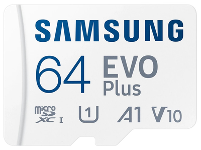 Samsung Evo Plus microSDXC 64GB UHS-I U1 V10 A1 + SD адаптер (MB-MC64KA/EU)