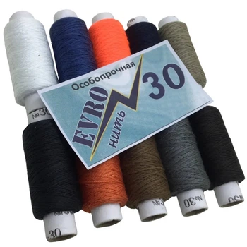 Нитки швейні армовані EVRO №30 "Особливо міцні" (10 котушок) асорті