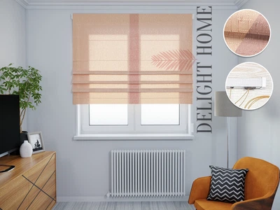 Римская штора система Light I&H Лен с отливом Бежевый с кантом по центру 40*170 см