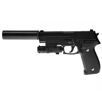 Страйкбольний пістолет Sig Sauer 226 Galaxy G26A з глушником та прицілом метал чорний