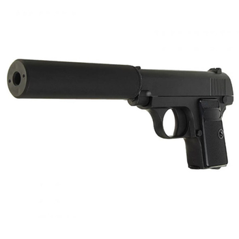 Дитячий страйкбольний Пістолет із глушником COLT25 Galaxy G1A метал, пластик стріляє кульками 6 мм Чорний
