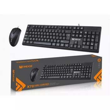 Комплект клавиатура и мышь Mixie X70s 2 в 1 (USB, проводная, тонкая, компактная) - Черный