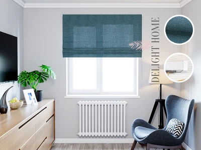 Римская штора система Light I&H Рогожка Премиум Морская голубая 40*170 см
