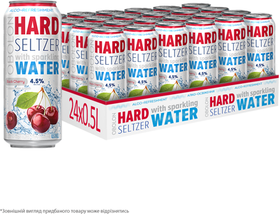 Упаковка слабоалкогольного напою Оболонь Hard Seltzer Black Cherry 4.5% 0.5 л х 24 шт (48201930336251)