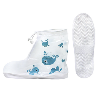 Дитячі гумові бахіли Lesko на взуття від дощу Кіт Blue 20.2 см захист від промокання для дітей
