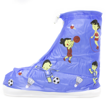 Детские резиновые бахилы Lesko Спорт синий 20.2 см на обувь от дождя и грязи на змейке и затяжках