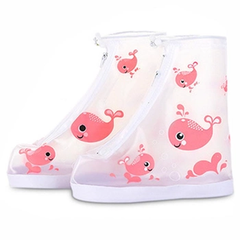 Дитячі гумові бахіли Lesko Кіт рожевий на взуття від дощу 25.2 см захист від промокання.