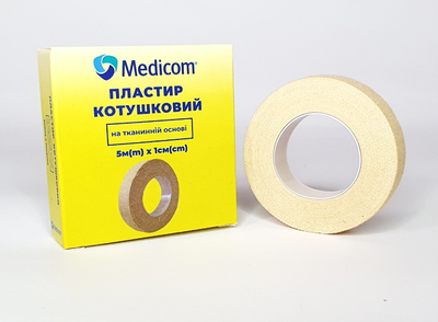 Пластир медичний котушковий Medicom на тканинній основі 5м x 1см