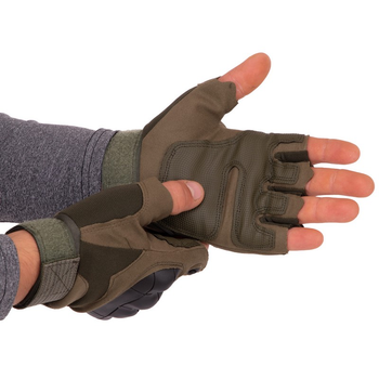 Тактичні рукавички з відкритими пальцями SP-Sport BC-8788 Колір: Оливковий розмір: XL