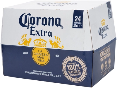 Упаковка пива Corona Extra світле пастеризоване 4.5% 0.33 л х 24 шт. (7501064199905_5410228297093_05410228309079)