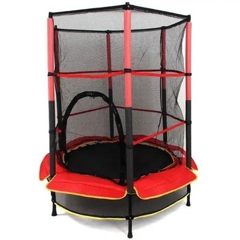 Батут дитячий для дому TILLY BT-RJ-0072 із захисною сіткою діаметр 140 см до 100 кг червоний (21-7-BT-RJ-0072)