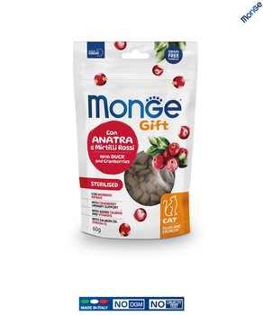 Смаколик для котів Monge Gift Cat Sterilsed з качкою та журавлиною 0.06 кг (085052)
