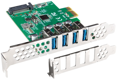 Niskoprofilowa karta rozszerzeń Lanberg PCI-Express 4 x USB-A 3.1 Gen1 (PCI-US3-004)