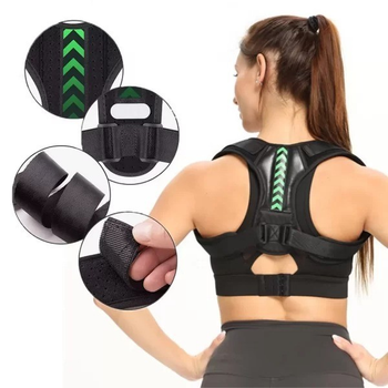 Эластичный корректор осанки Smart BELT зеленый для выравнивания позвоночника и разгрузки мышц спины