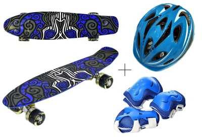 Скейт Penny Best Board LED 22" со светом Шлем + защита с регулировкой Black/Blue (G26482364844652)