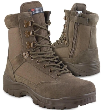 Ботинки тактические демисезонные Mil-Tec Side zip boots на молнии Коричневые 12822109 размер 39