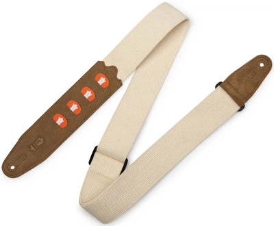 Гитарный ремень LEVY'S MC2PH-NAT 2″ Natural Cotton Pick Holder Guitar strap
