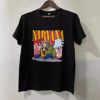 Футболка черная LOYS рок NIRVANA yellow print XL