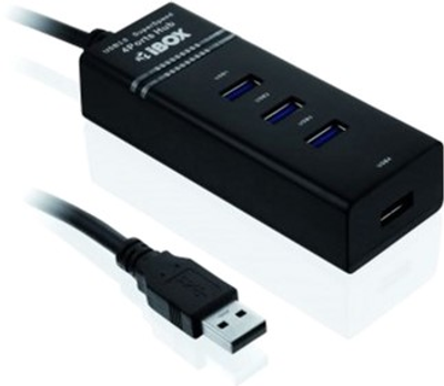USB-хаб iBox 4 x USB 3.0 5000 Mbit/s Black (5901443050384)