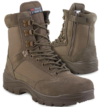 Черевики тактичні демісезонні Коричневі Mil-Tec Side zip boots на блискавці 12822109 розмір 41