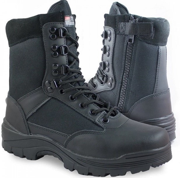 Ботинки тактические демисезонные черные Mil-Tec Side zip boots на молнии 12822102 размер 47