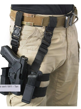 Кобура стегнова з платформою Чорний з поліаміду з кишенею під магазин сумісна з багатьма видами пістолетів регульована довжина стегнового ременя