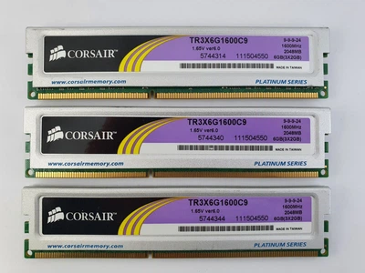 Комплект оперативной памяти Corsair XMS3 DDR3 6Gb (3*2Gb) 1600MHz PC3-12800 (TR3X6G1600C9) 11506 Б/У
