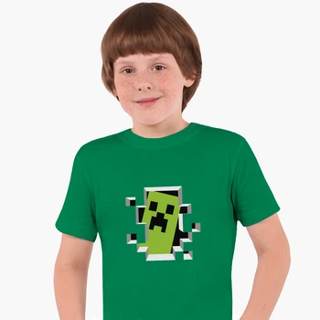 Дитяча футболка для хлопчиків Майнкрафт (Minecraft) (25186-1709-41) 146-152 см Бавовна Зелена