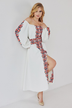 Платье в стиле вышиванка FirstWoman XXL/XXXL белый 43452019