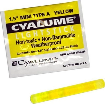 Хімічне джерело світла Cyalume Mini 1.5" YELLOW 4 години (НФ-00001046)