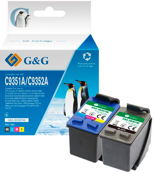 Набір картриджів G&G для HP No.21/22 DJ3920/3940, PSC1410 Black/Tri-color Combo Pack (G&G-SD367AE)