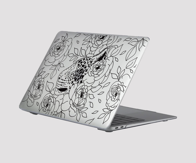 Пластиковий чохол-накладка для Apple Macbook Air 13.3" 2018-2020 M1 (A1932/A2179/A2337) Clear Leo with flowers Black