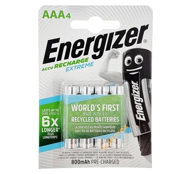 Аккумулятор Energizer Recharge Extreme, AAA, 800 mAh, Ni-MH, блистер 4 шт