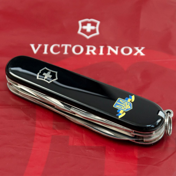 Нож VictoRinox Climber Ukraine Black "Герб України Зі Стрічкою" (1.3703.3_T1010u)