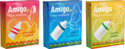 Набір презервативів Amigo Superman 3 упаковки по 1 шт (ROZ6400229262)