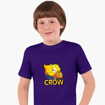 Детская футболка Бравл Старс Ворон желтый (Brawl Stars Crow yellow) (25186-1028) 134-140 см Хлопок Фиолетовый