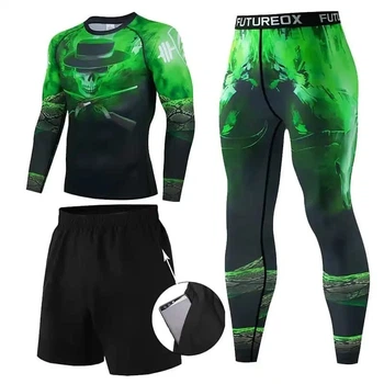 Костюм спортивный компресионный мужской Green Snake серо-зеленый 3XL