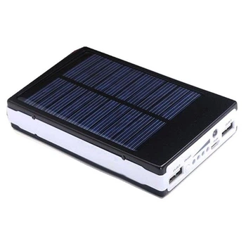 Корпус повербанка Power Bank на 5 18650 Li-ion Li-Pol (під пайку) з сонячною панеллю і ліхтарем, 2x USB до 2A, чорний