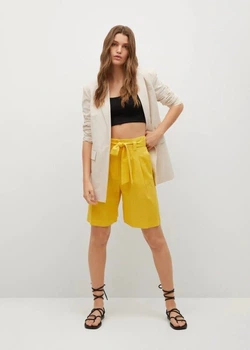 Льняные шорты Mango 87039052 S Желтые