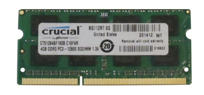Оперативная память Crucial (SO-DIMM, DDR3L, 4Gb, 1600MHz, CT51264BF160B.C16FKR) Б/У