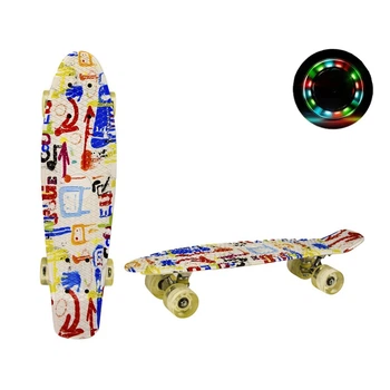 Скейт Пенни борд Penny board со светящимися колесами для детей и подростков RL SC20415