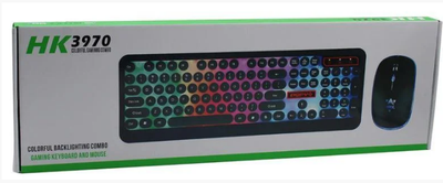 Комплект проводная клавиатура игровая LED и мышь HLV HK3970 6947 Black